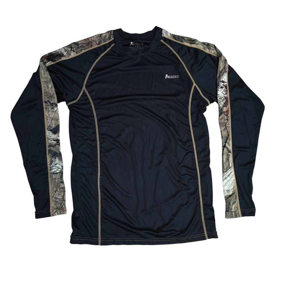 Rocky Mens Black Camo Long Sleeve Casual Hunting Outdoor Shirt Xlarge